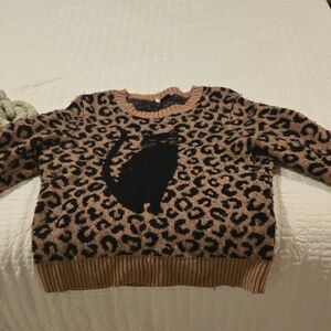 Kate Spade Brown Leopard Print Sweater with Black Cat